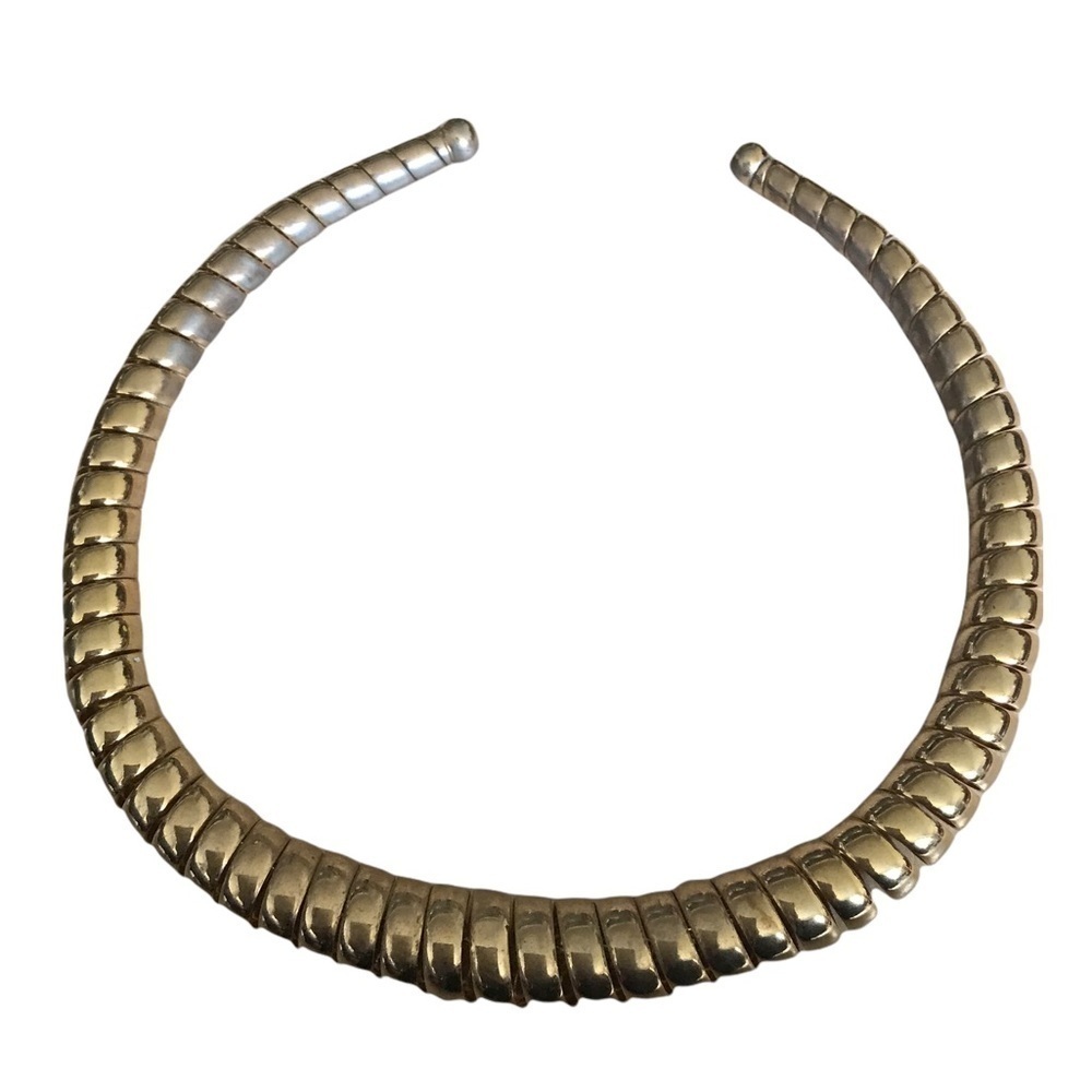 Gold Tone Rope Like Open Choker Collar Style Necklace